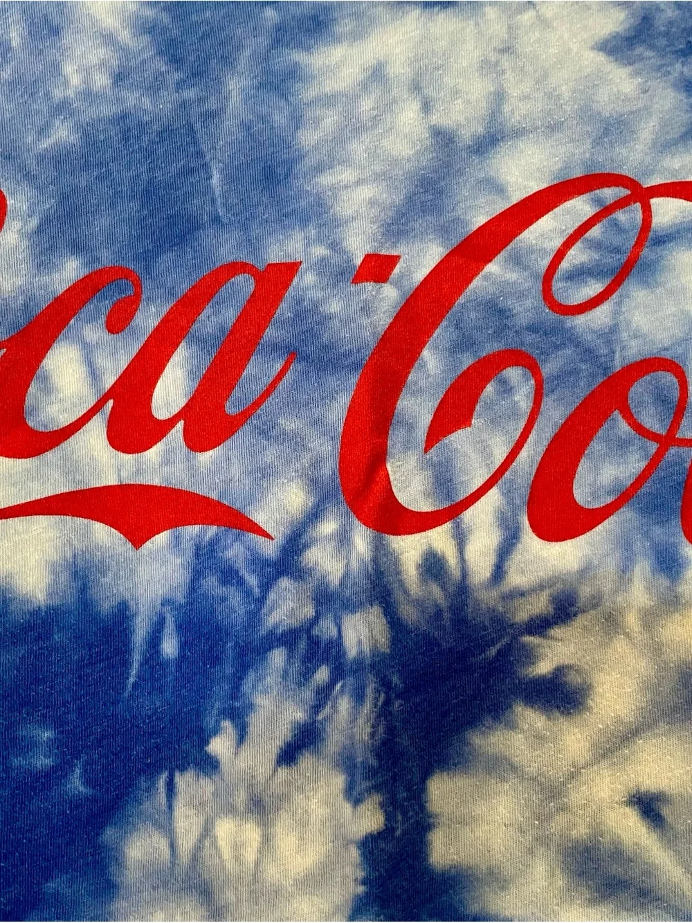 Coca Cola Blue and White Tie-Dye Short Sleeve Logo Tee - Picture 2 of 4